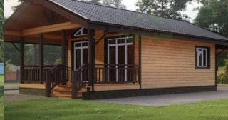 Проект одноэтажного дома из бруса с террасой - Строительство в Донецке от Кампрок от 136760 руб.